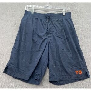 Y-3 Adidas Shorts Mens M Yohji Yamamoto Navy Blue Orange Logo Zip Pocket